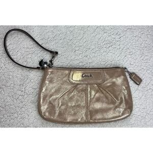 Coach Gold Metallic Large Wristlet Clutch Purses